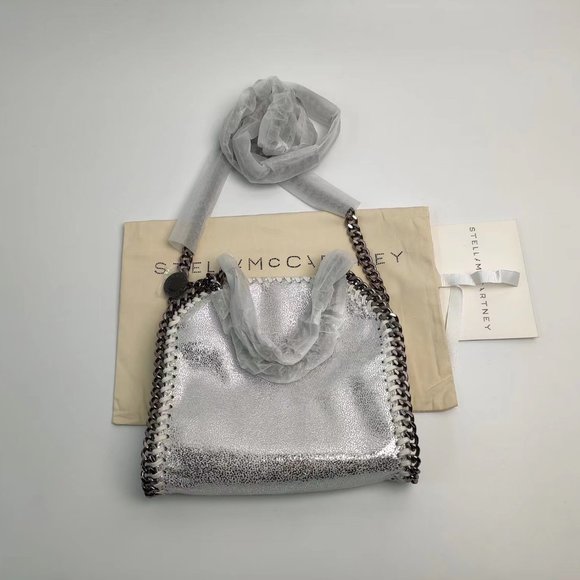 Stella McCartney Falabella Tiny Vegetarian Brushed-leather Shoulder Bag Silver - Picture 9 of 9